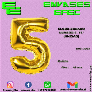 GLOBO DORADO NUMERO 5 - 16" (UNIDAD)