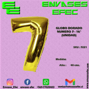 GLOBO DORADO NUMERO 7 - 16" (UNIDAD)