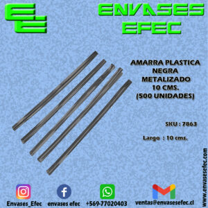 AMARRA PLASTICA NEGRA METALIZADO 10 CMS. (500 UNIDADES)