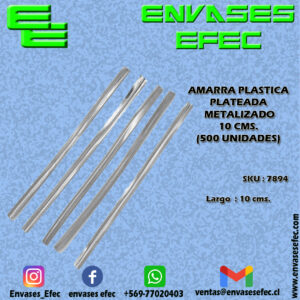 AMARRA PLASTICA PLATEADA METALIZADO 10 CMS. (500 UNIDADES)