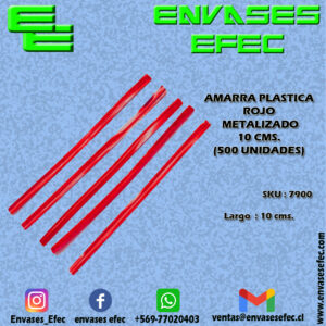 AMARRA PLASTICA ROJO METALIZADO 10 CMS. (500 UNIDADES)