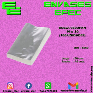 BOLSA CELOFAN 10X20 (100 UNIDADES)