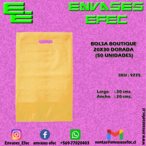 BOLSA BOUTIQUE 20X30 DORADA (50 UNIDADES)