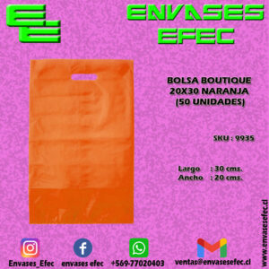 BOLSA BOUTIQUE 20X30 NARANJA (50 UNIDADES)
