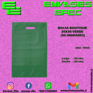 BOLSA BOUTIQUE 20X30 VERDE (50 UNIDADES)