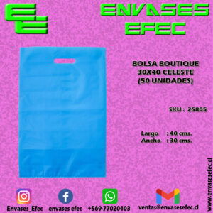 BOLSA BOUTIQUE 30X40 CELESTE (50 UNIDADES)