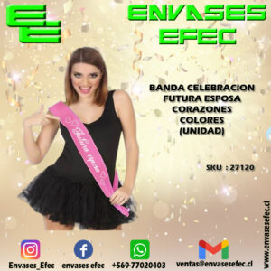 BANDA CELEBRACION FUTURA ESPOSA CORAZONES COLORES (UNIDAD)