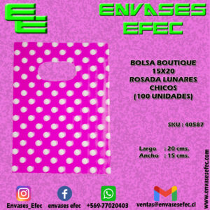 BOLSA BOUTIQUE 15X20 ROSADA LUNARES CHICOS (100 UNIDADES)