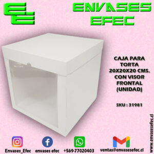 CAJA PARA TORTA 20X20X20 CMS. CON VISOR FRONTAL (UNIDAD)