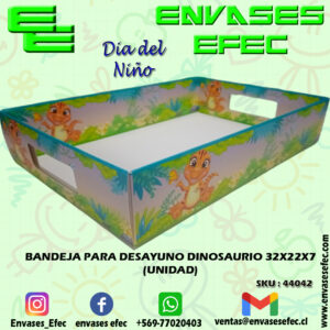 BANDEJA PARA DESAYUNO DINOSAURIO 32X22X7 (UNIDAD)