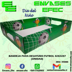 BANDEJA PARA DESAYUNO FUTBOL 32X22X7 (UNIDAD)