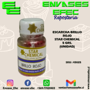ESCARCHA BRILLO ROJO STAR CHEMICAL 5 GRS. (UNIDAD)
