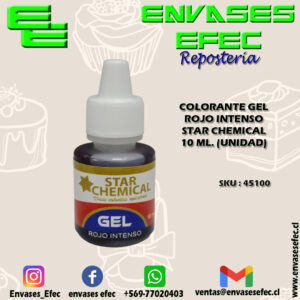 COLORANTE GEL ROJO INTENSO STAR CHEMICAL 10 ML. (UNIDAD)