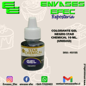 COLORANTE GEL NEGRO STAR CHEMICAL 10 ML. (UNIDAD)