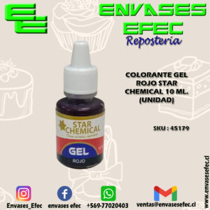 COLORANTE GEL ROJO STAR CHEMICAL 10 ML. (UNIDAD)
