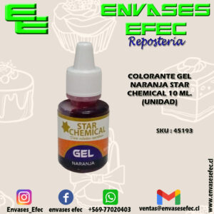 COLORANTE GEL NARANJA STAR CHEMICAL 10 ML. (UNIDAD)