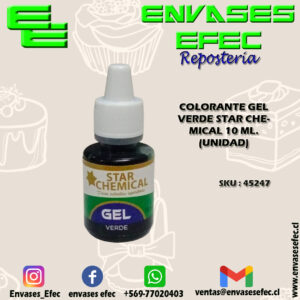 COLORANTE GEL VERDE STAR CHEMICAL 10 ML. (UNIDAD)