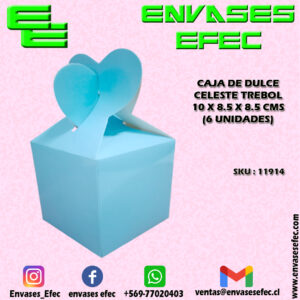 CAJA DE DULCE CELESTE TREBOL 10 X 8.5 X 8.5 CMS (6 UNIDADES)