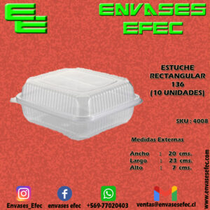 ENVASE RECTANGULAR 136 (10 UNIDADES)