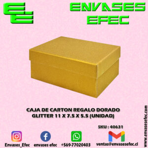 CAJA DE CARTON REGALO DORADO GLITTER 11 X 7.5 X 5.5 (UNIDAD)