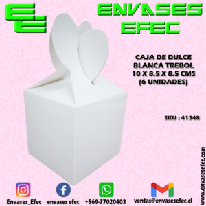 CAJA DE DULCE BLANCA TREBOL 10 X 8.5 X 8.5 CMS (6 UNIDADES)