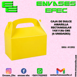 CAJA DE DULCE AMARILLA RECTANGULAR 14X11X6 CMS (6 UNIDADES)