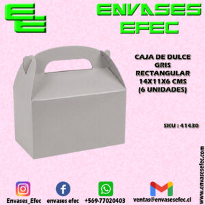 CAJA DE DULCE GRIS RECTANGULAR 14X11X6 CMS (6 UNIDADES)