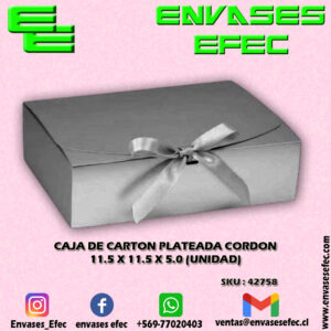 CAJA DE CARTON PLATEADA CORDON 11.5 X 11.5 X 5.0 (UNIDAD)
