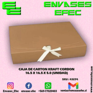 CAJA DE CARTON KRAFT CORDON 16.5 X 16.5 X 5.0 (UNIDAD)