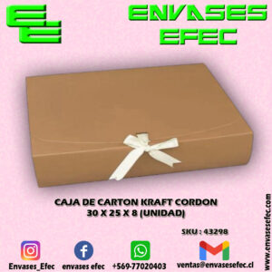 CAJA DE CARTON KRAFT CORDON 30.0 X 25.0 X 8.0 (UNIDAD)