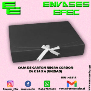 CAJA DE CARTON NEGRA CORDON 24.0 X 24.0 X 6.0 (UNIDAD)