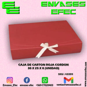 CAJA DE CARTON ROJA CORDON 30.0 X 25.0 X 8.0 (UNIDAD)