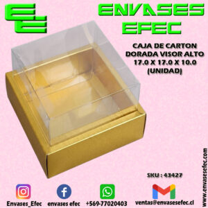CAJA DE CARTON DORADA VISOR ALTO 17.0 X 17.0 X 10.0 (UNIDAD)