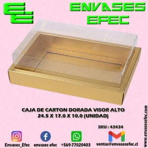 CAJA DE CARTON DORADA VISOR ALTO 24.5 X 17.0 X 10.0 (UNIDAD)