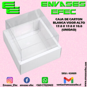CAJA DE CARTON BLANCA VISOR ALTO 17.0 X 17.0 X 10.0 (UNIDAD)