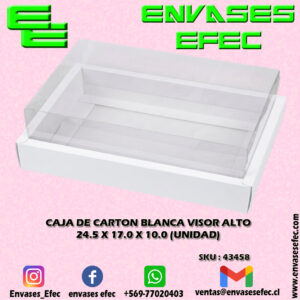 CAJA DE CARTON BLANCA VISOR ALTO 24.5 X 17.0 X 10.0 (UNIDAD)