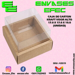 CAJA DE CARTON KRAFT VISOR ALTO 17.0 X 17.0 X 10.0 (UNIDAD)