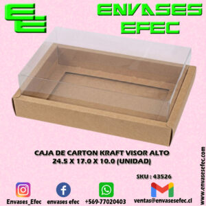 CAJA DE CARTON KRAFT VISOR ALTO 24.5 X 17.0 X 10.0 (UNIDAD)