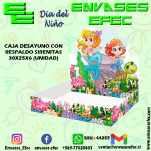 CAJA DESAYUNO CON RESPALDO SIRENITAS 30X25X6 (UNIDAD)