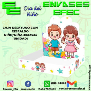 CAJA DESAYUNO CON RESPALDO NIÑO/NIÑA 30X25X6 (UNIDAD)