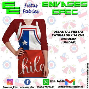 DELANTAL FIESTAS PATRIAS 58 X 74 CMS. BANDERA  (UNIDAD)
