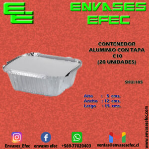 CONTENEDOR ALUMINIO CON TAPA C10 (20 UNIDADES)