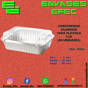 CONTENEDOR ALUMINIO TAPA PLASTICA C18 (20 UNIDADES)