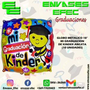 GLOBO METALICO 18" MI GRADUACION DE KINDER ABEJITA (10 UNIDADES)