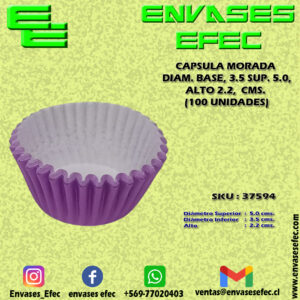 CAPSULA MORADA DIAM. BASE, 3.5 SUP. 5.0, ALTO 2.2,  CMS. (100 UNIDADES)