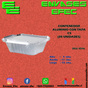 CONTENEDOR ALUMINIO CON TAPA C5 (20 UNIDADES)