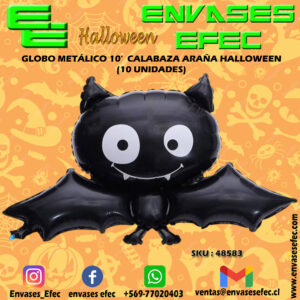 GLOBO METÁLICO 10' MURCIELAGO HALLOWEEN NEGRO (10 UNIDADES)