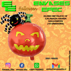 GLOBO METÁLICO 10' CALABAZA ARAÑA HALLOWEEN (10 UNIDADES)